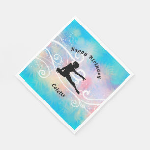 Gymnastics Happy Birthday Custom Swirl Napkin