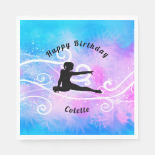 Gymnastics Happy Birthday Custom Swirl Napkin
