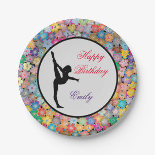 Gymnastics Happy Birthday Personalized Paper Plate