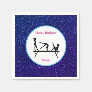 Gymnastics "Happy Birthday" Royal Sparkle Napkins