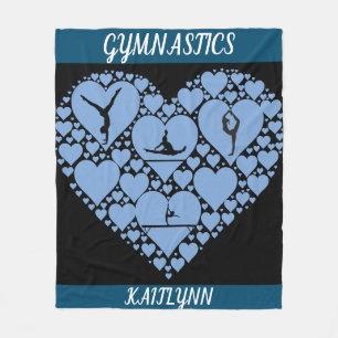 Gymnastics heart fleece blanket personalized.