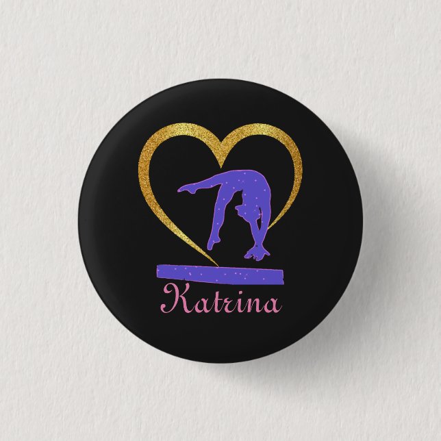 Gymnastics Heart of Gold Gymnast   1 Inch Round Button (Front)