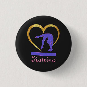 Gymnastics Heart of Gold Gymnast   1 Inch Round Button