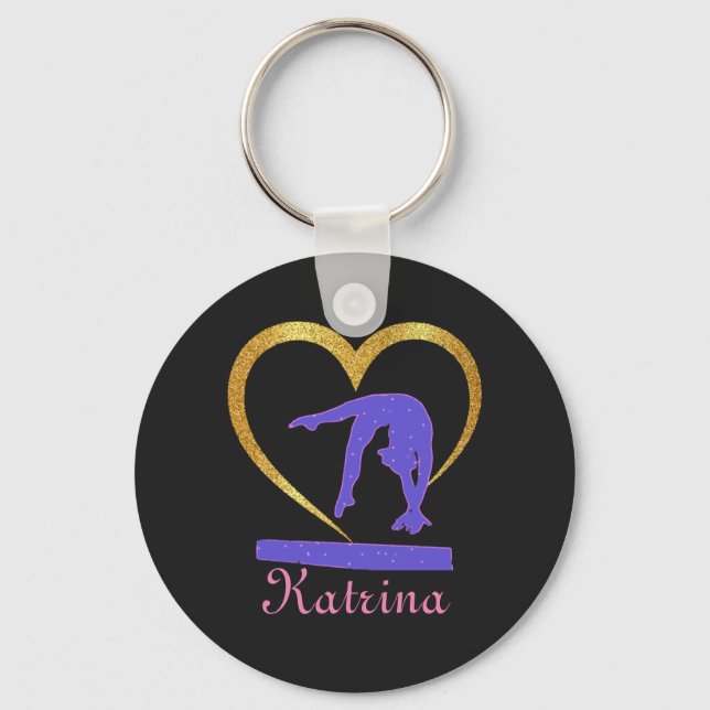 Gymnastics Heart of Gold Gymnast    Keychain (Front)
