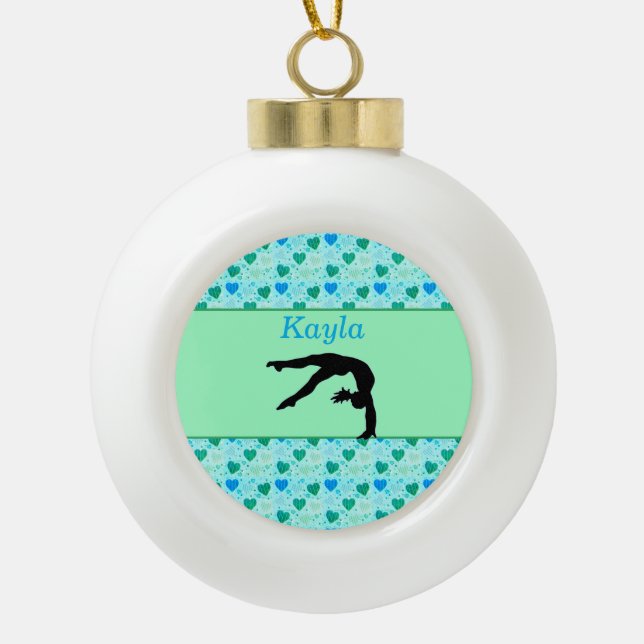 Gymnastics Hearts Framed Ornament (Front)