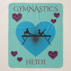 Gymnastics hearts & gymnast custom blanket. sherpa blanket