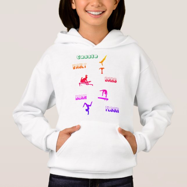 Gymnastics Hoodie - Vault, Bars, Beam, Floor (Front)