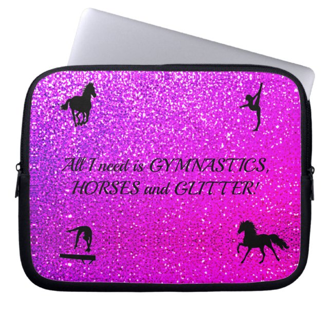 Gymnastics Horses Glitter Electronics Bag (Front)