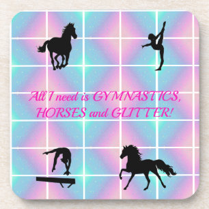 Gymnastics, Horses & Glitter Hard plastic coasters