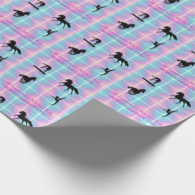 Gymnastics, Horses & Glitter Holiday / Birthday Wrapping Paper (Corner)