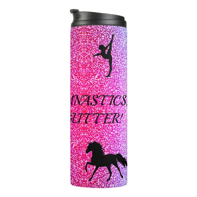 Gymnastics, Horses, Glitter, Sparkle Ombre Thermal Tumbler (Rotated Right)