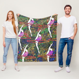 Gymnastics Hula Hoop dance colourful pattern gift Fleece Blanket
