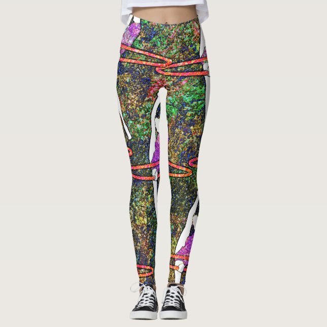 Gymnastics Hula Hoop dance colourful pattern gift Leggings (Front)