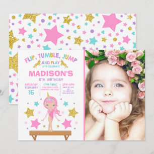 Gymnastics Invitation Unicorn Gymnastics Party