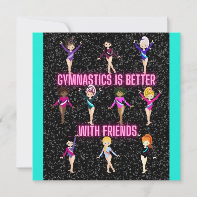 Gymnastics Is Better With Friends Dark Sparkle  Card (Front)
