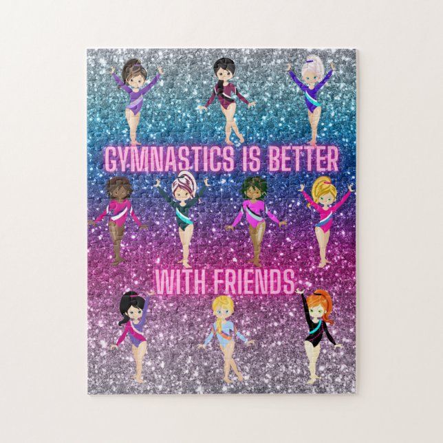 Gymnastics Is Better With Friends Ombre Sparkle    Jigsaw Puzzle (Vertical)