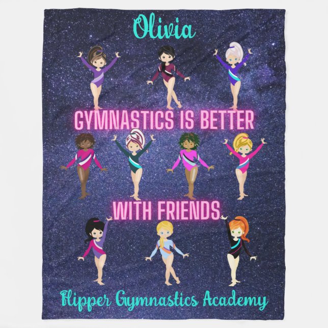 Gymnastics Is Better With Friends Personalized  Fleece Blanket (Front)