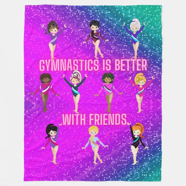 Gymnastics Is Better With Friends Super Sparkle    Fleece Blanket (Front)