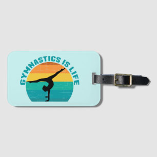 Gymnastics is Life Beautiful Sunset Gymnast Teal Luggage Tag