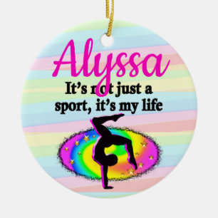 GYMNASTICS IS MY LIFE CERAMIC ORNAMENT