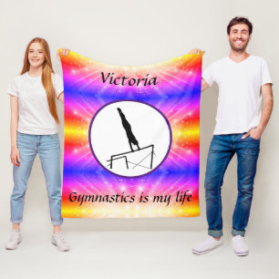 Gymnastics is my life - Custom Gymnast Uneven Bars Fleece Blanket