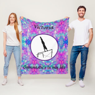 Gymnastics is my life - Custom Gymnast Uneven Bars Fleece Blanket