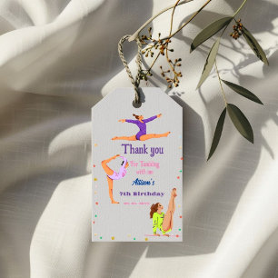 Gymnastics  jump Cartwheels girl birthday party Gift Tags