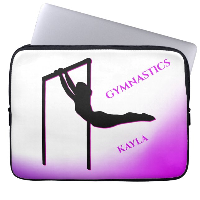 Gymnastics LAPTOP SLEEVE with personalized name. (Front)