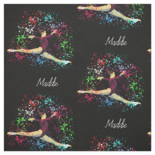 Gymnastics Leap Paint Splatter with Optional Name Fabric