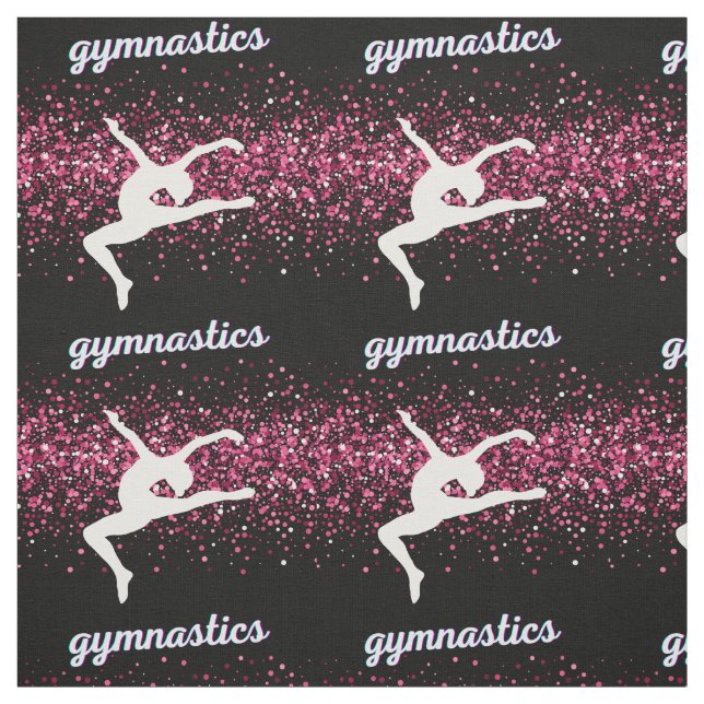 Gymnastics Leap Pink Glitter Fabric (Swatch)
