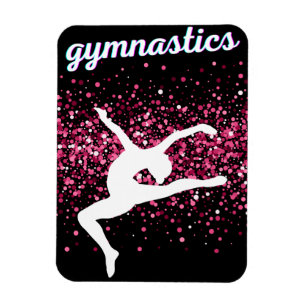 Gymnastics Leap Pink Glitter Magnet