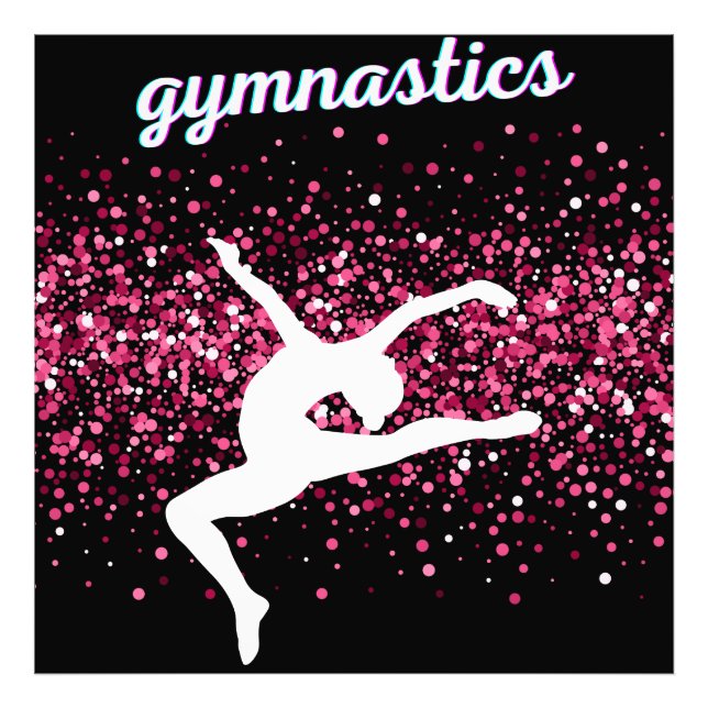 Gymnastics Leap Pink Glitter Photo Print (Front)