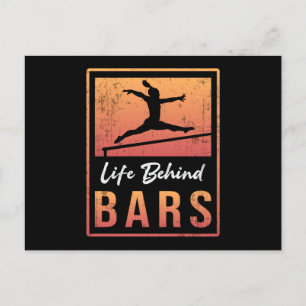 Gymnastics Life Behind Bars Acrobat Retro Gymnast Postcard