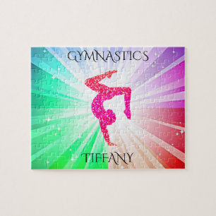 " GYMNASTICS" lights puzzle with gymnast.