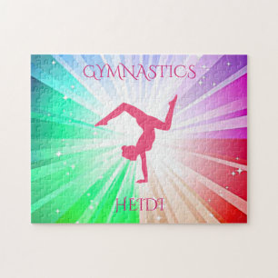 " GYMNASTICS" lights puzzle with gymnast.