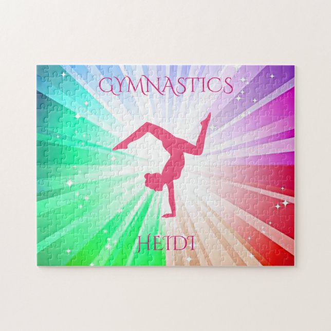 " GYMNASTICS" lights puzzle with gymnast. (Horizontal)