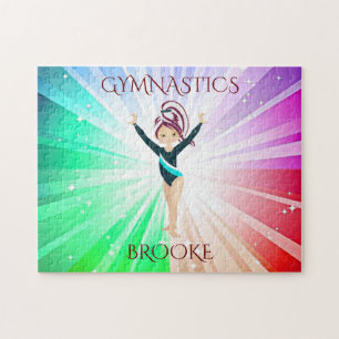 " GYMNASTICS" lights puzzle with gymnast.