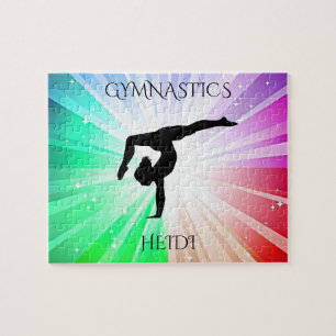 " GYMNASTICS" lights puzzle with gymnast.