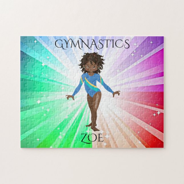 " GYMNASTICS" lights puzzle with gymnast. (Horizontal)