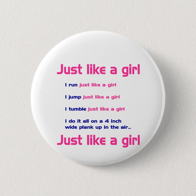 Gymnastics Like a Girl 2 Inch Round Button (Front)