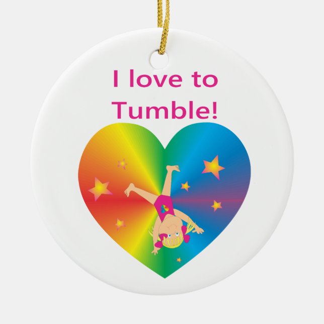 Gymnastics - Love to Tumble by Bella Ceramic Ornament (Front)
