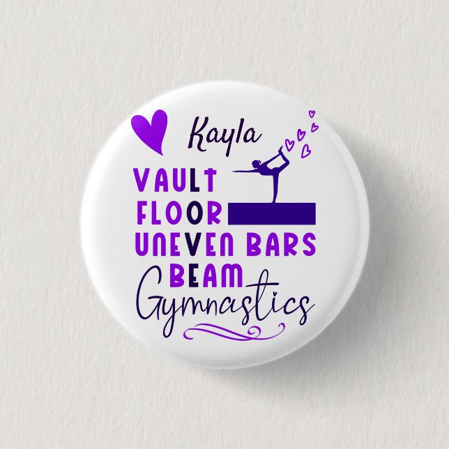 Gymnastics Love Vault Floor Uneven Bars Beam    1 Inch Round Button (Front)