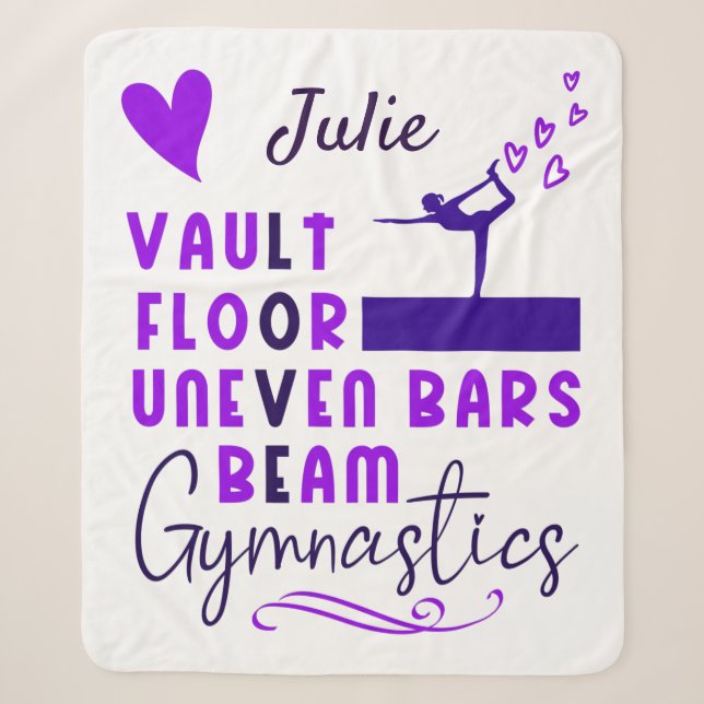 Gymnastics Love Vault Floor Uneven Bars Beam  Sherpa Blanket (Front)