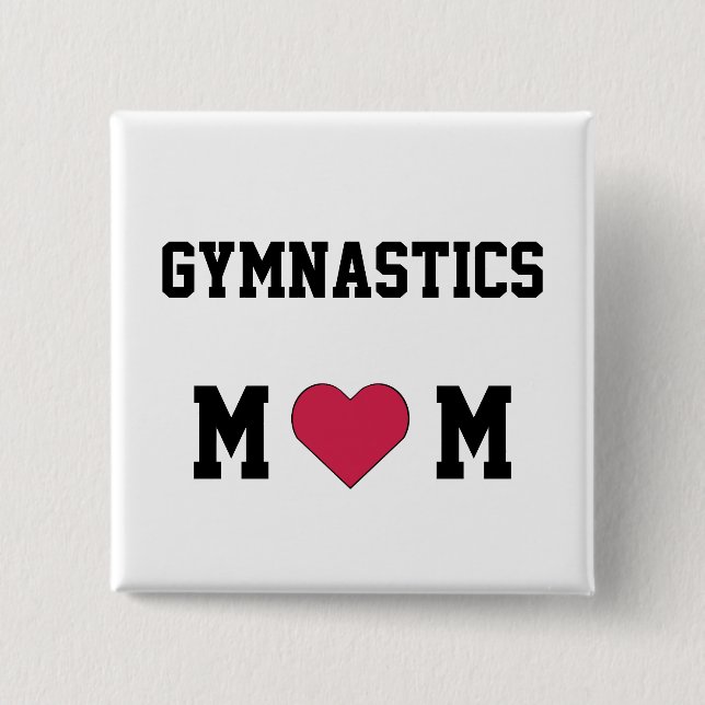 Gymnastics Mom 2 Inch Square Button (Front)
