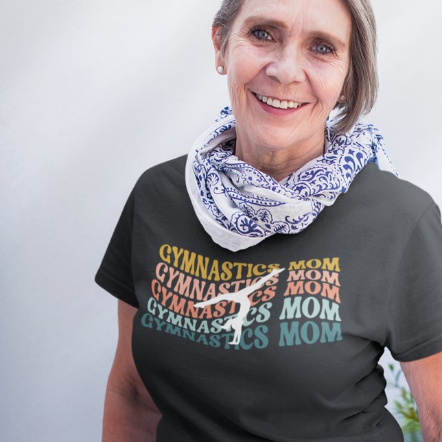 Gymnastics Mom Handstand Retro Wave Typography T-Shirt (Creator Uploaded)