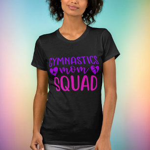 Gymnastics Mom Squad Quote w/ Pink and Purple Text T-Shirt