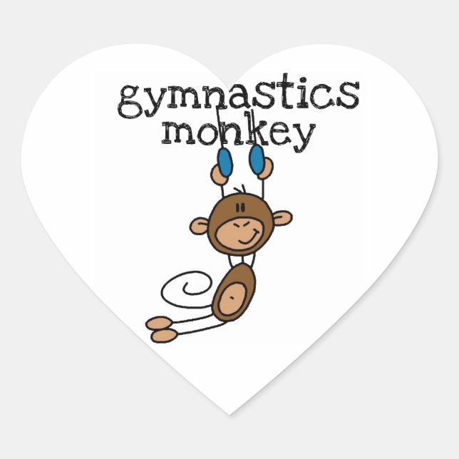 Gymnastics Monkey Heart Sticker (Front)