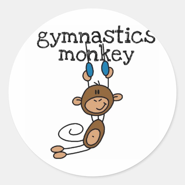 Gymnastics Monkey Tshirts and Gifts Classic Round Sticker (Front)