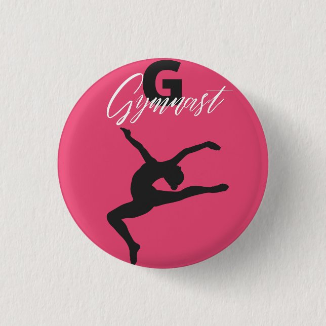 Gymnastics Monogram G is for Gymnast   1 Inch Round Button (Front)