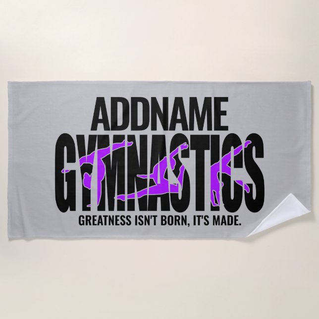 Gymnastics NAME Acrobatic Team Handspring Gymnast  Beach Towel (Front)